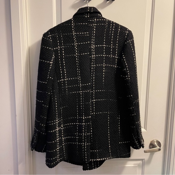 Anine Bing Kaia blazer black and white wool tweed jacket women size small - Picture 2 of 8